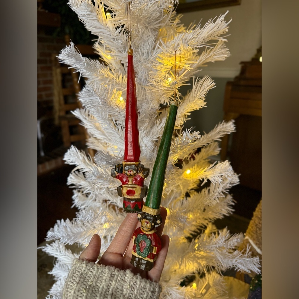 Vintage 1974 Festive Nutcracker Ornaments - Red and Green